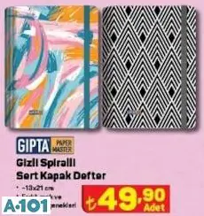 GIPTA GİZLİ SPİRALLİ SERT KAPAK DEFTER